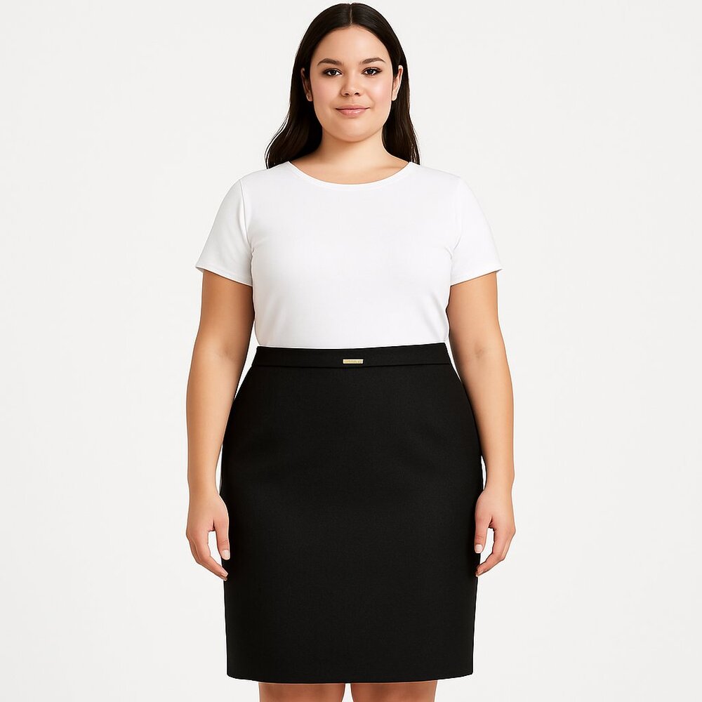 St. John Caviar Black Chevron Knit Skirt Size 14 NWT Made in USA